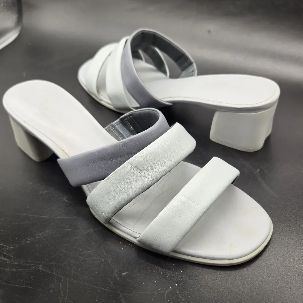 Camper Gray Shades Leather Katie Block Heel Sandals Slides Heels US 10/40